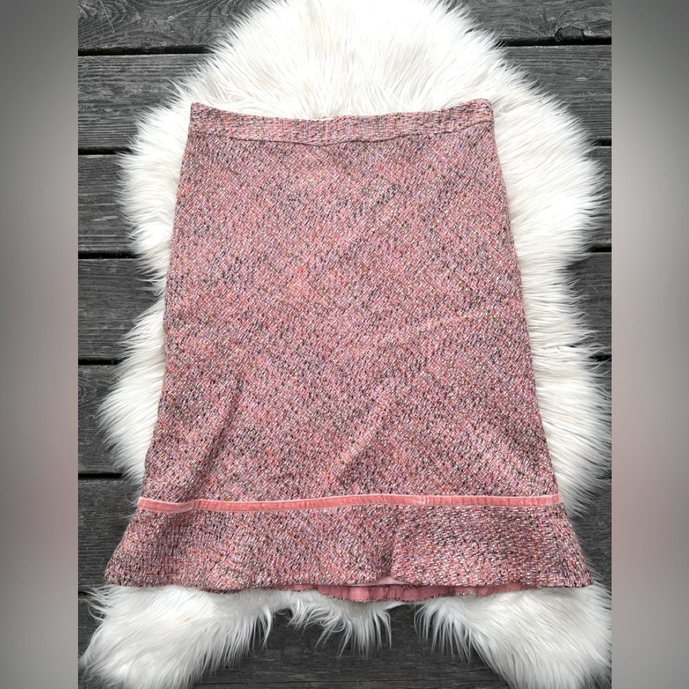 GAP Pink Tweed Velvet Pencil Above Knee Skirt VTG